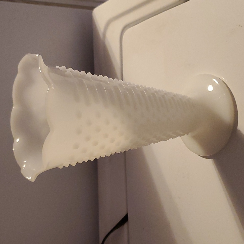 Hobnail vintage milk glass vase